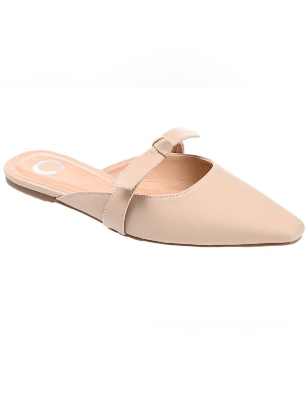 Brinley Co. Tan Mailee Vegan Leather Flat Rounded Square Toe Mule - Size 6.5